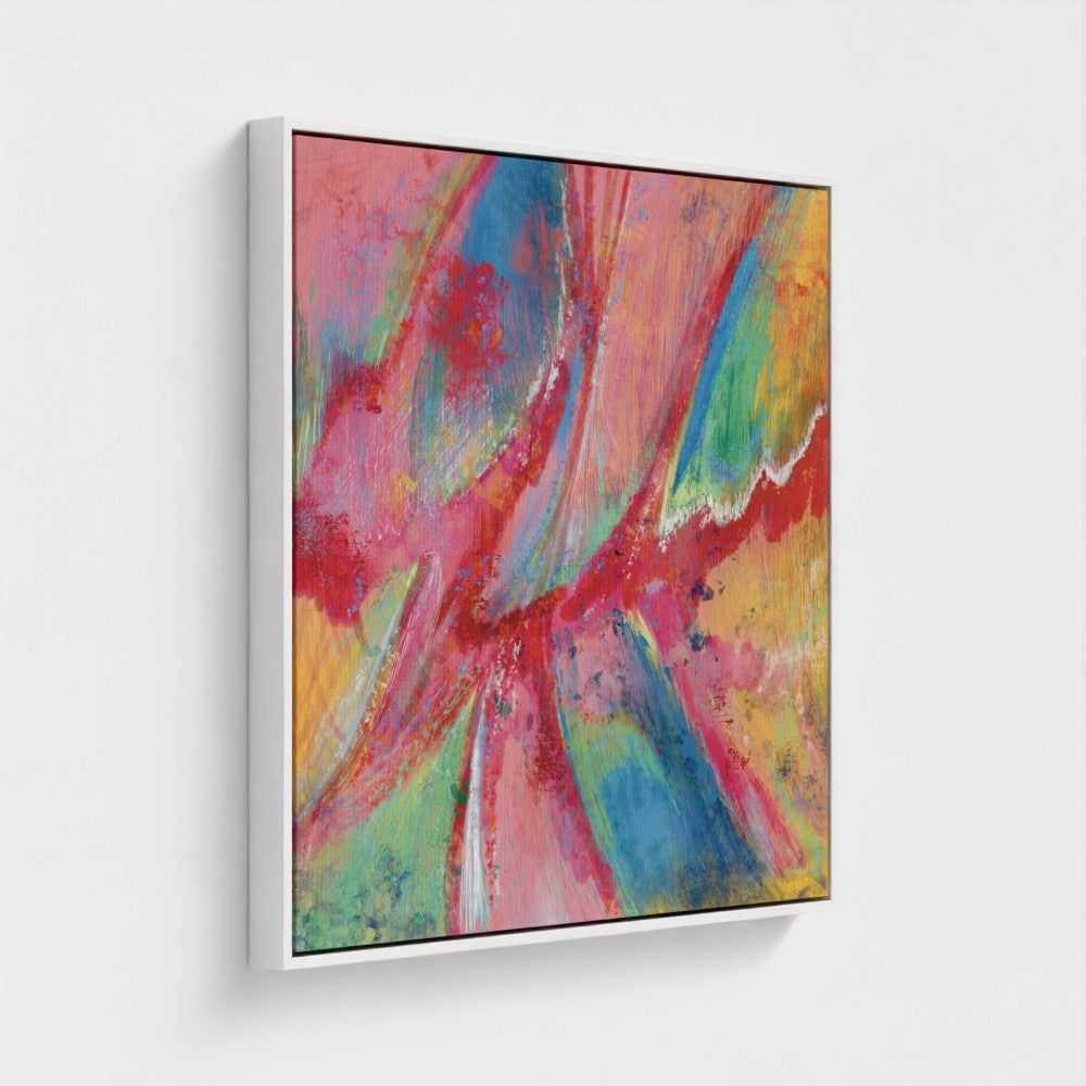 Abstract painting with vibrant colors on a white background