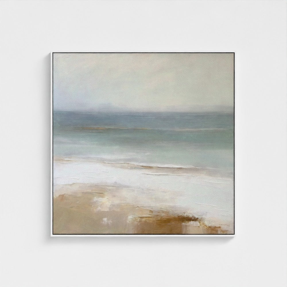 Abstract painting with soft colors on a white background