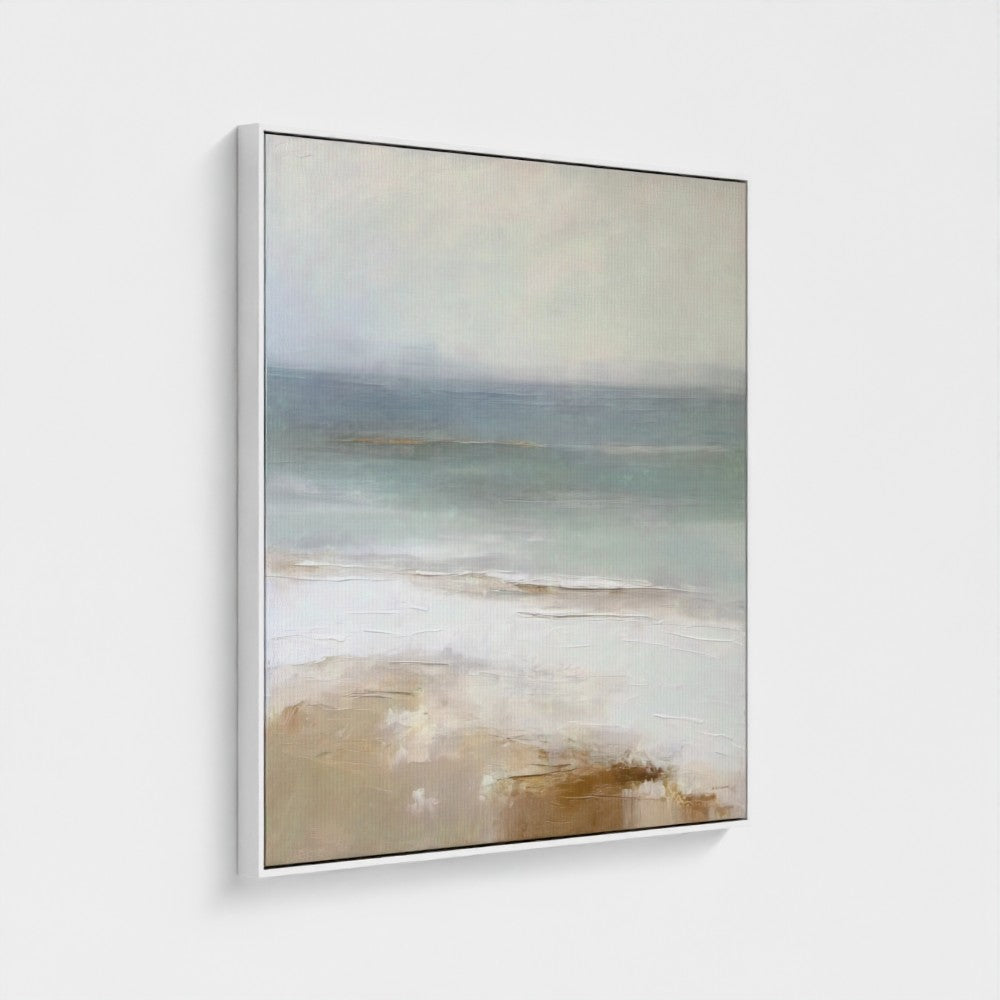 Abstract painting with soft colors on a white background