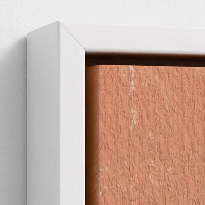 Close-up of a white frame corner with a textured brown surface.