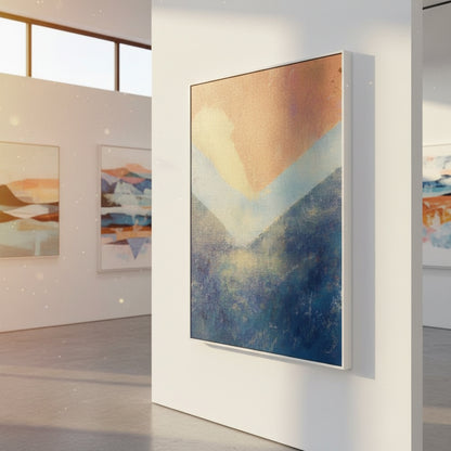 Abstract art piece on a wall in an art gallery setting