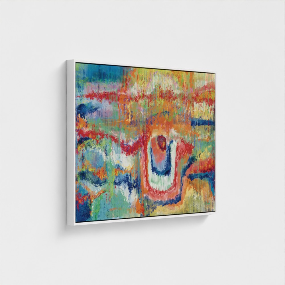 Colorful abstract painting on a white wall
