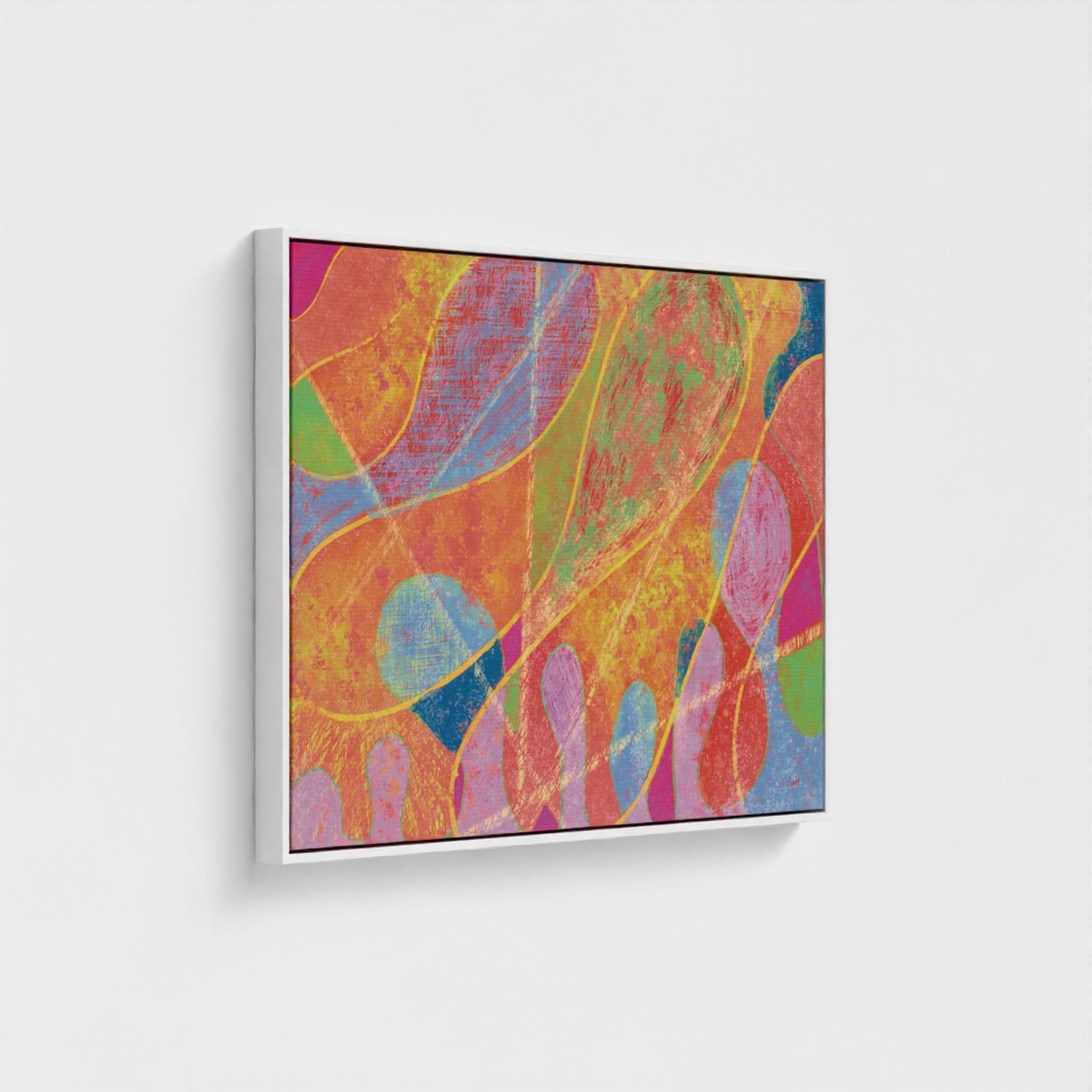 Colorful abstract painting on a white wall