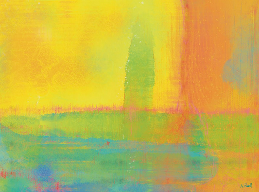 Abstract painting with vibrant colors on a textured background