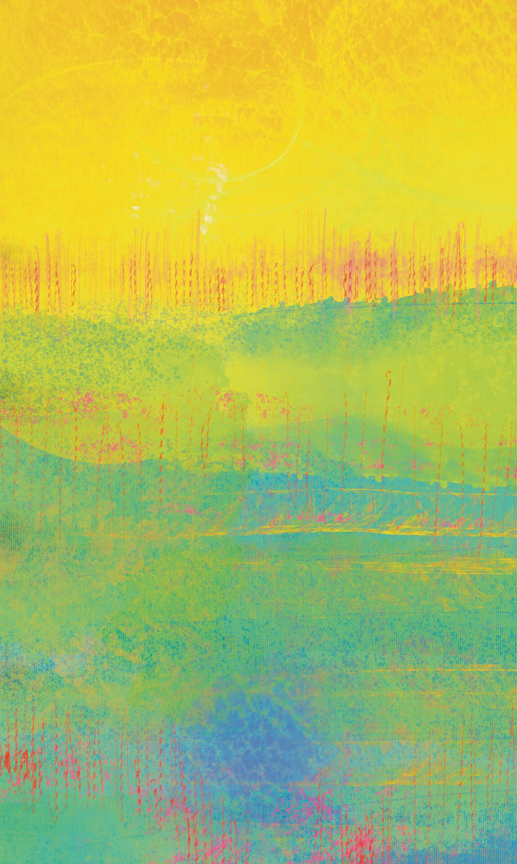 Abstract multicolored pattern with yellow, green, and blue hues.