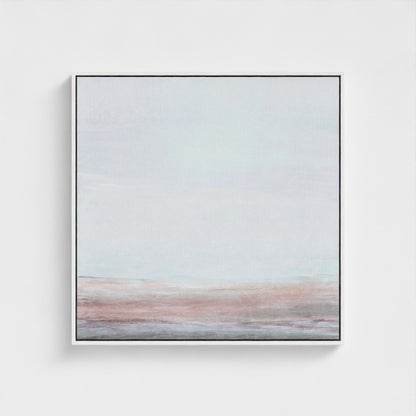 Framed abstract artwork with soft gradient colors on a light gray background