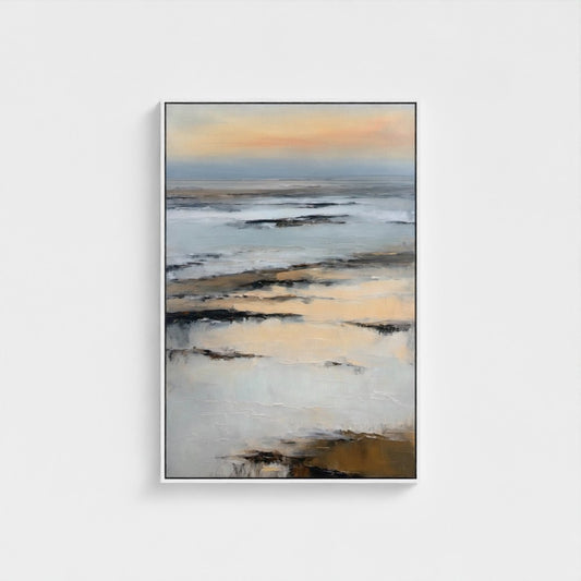 Abstract painting with soft colors on a white background