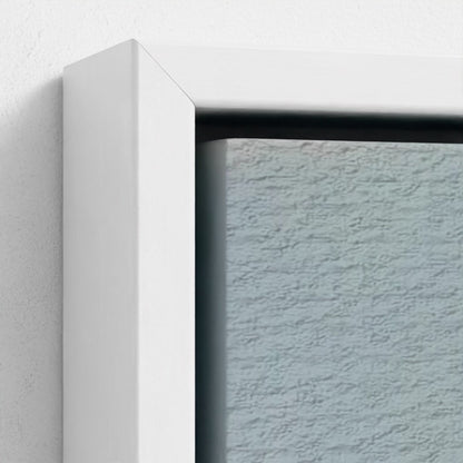 Close-up of a white frame corner with a textured light blue wall background
