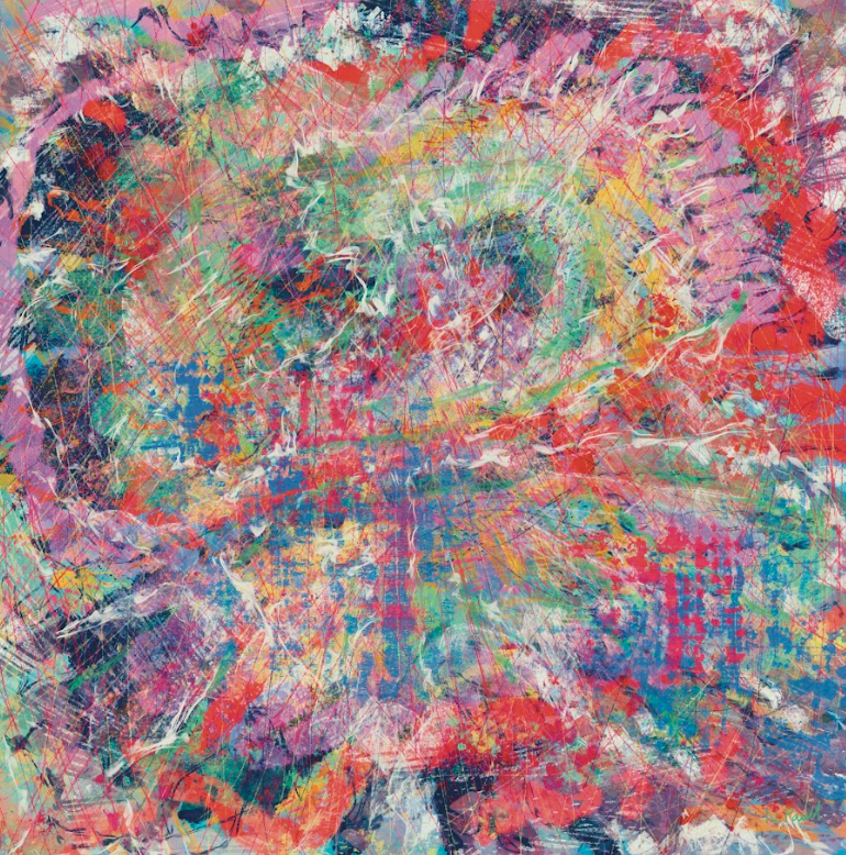 Abstract artwork with vibrant colors and textures