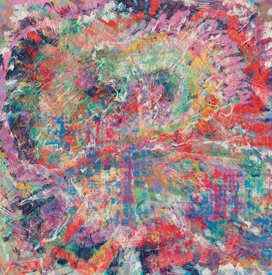 Abstract artwork with vibrant colors and textures