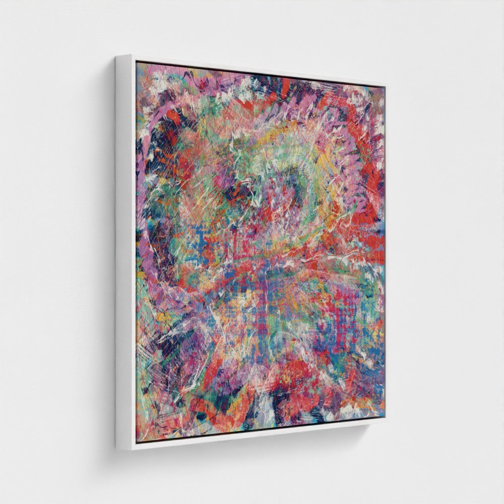 Colorful abstract painting on a white wall