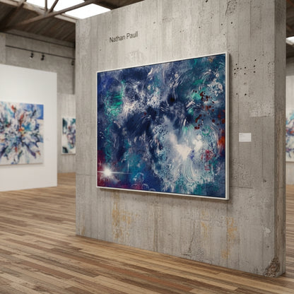 Abstract painting by Nathan Pauli in an art gallery setting