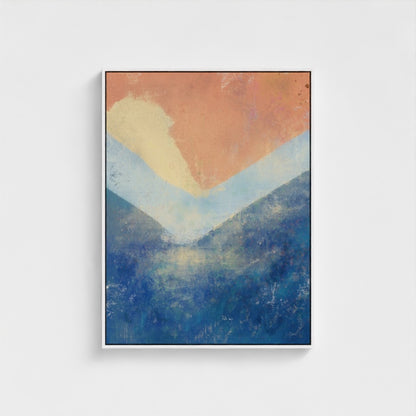 Abstract art print with geometric shapes on a white background